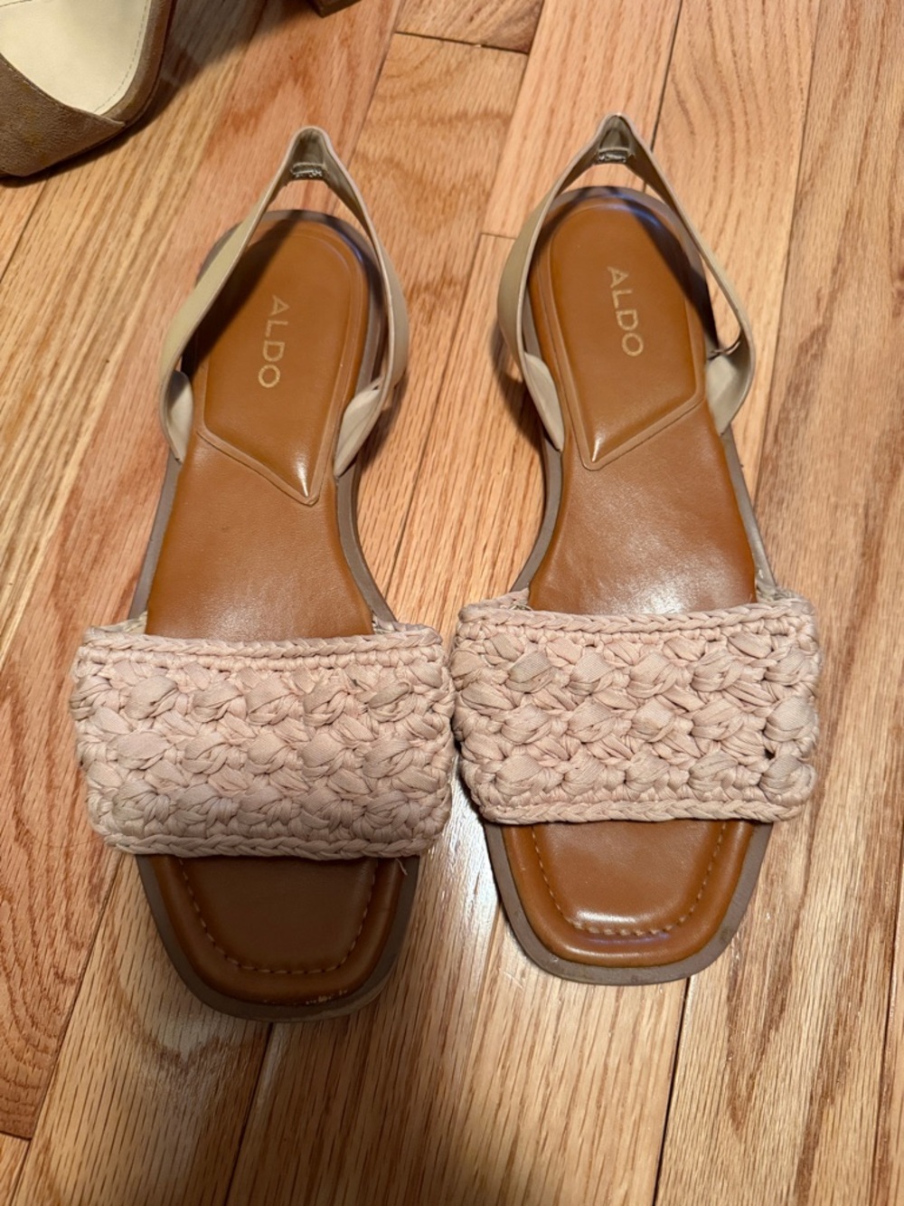 ALDO Beige Braided Strap Slingback Sandals
